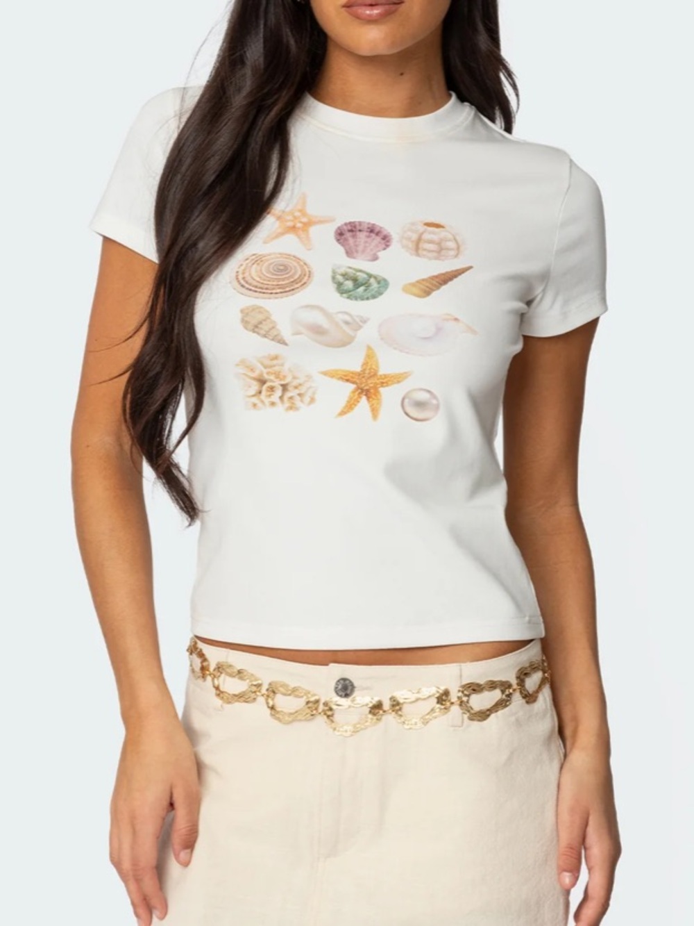 NWT Edikted White Graphic Baby Tee Shirt XS